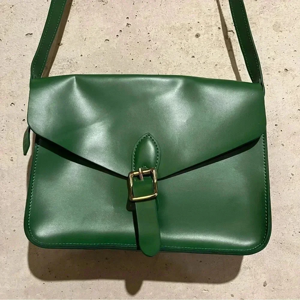 Angela Roi Green Crossbody Shoulder Handbag Flap Messenger Front Buckle